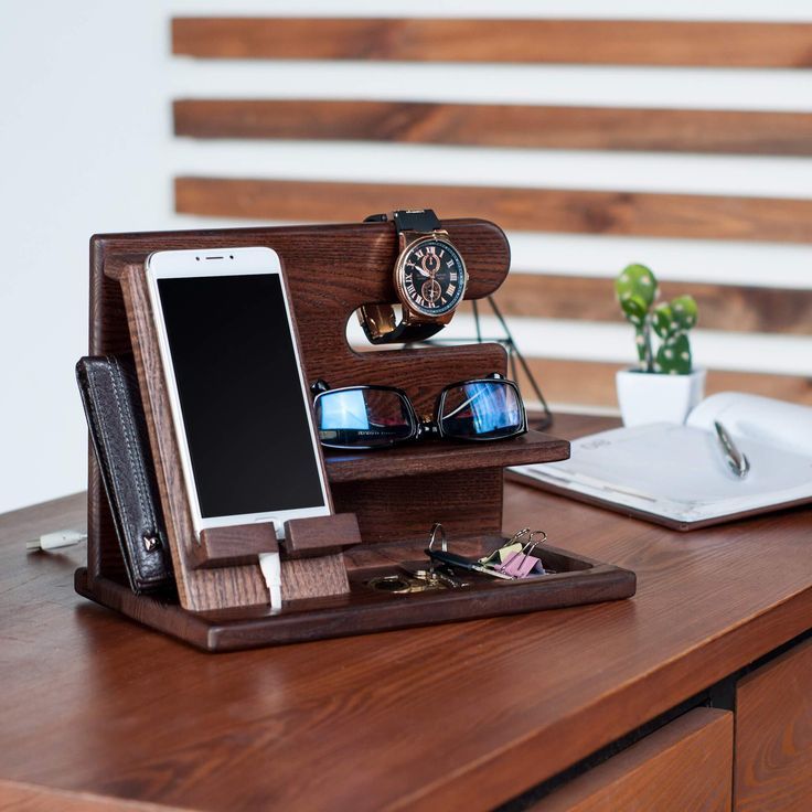 Wooden docking station front view